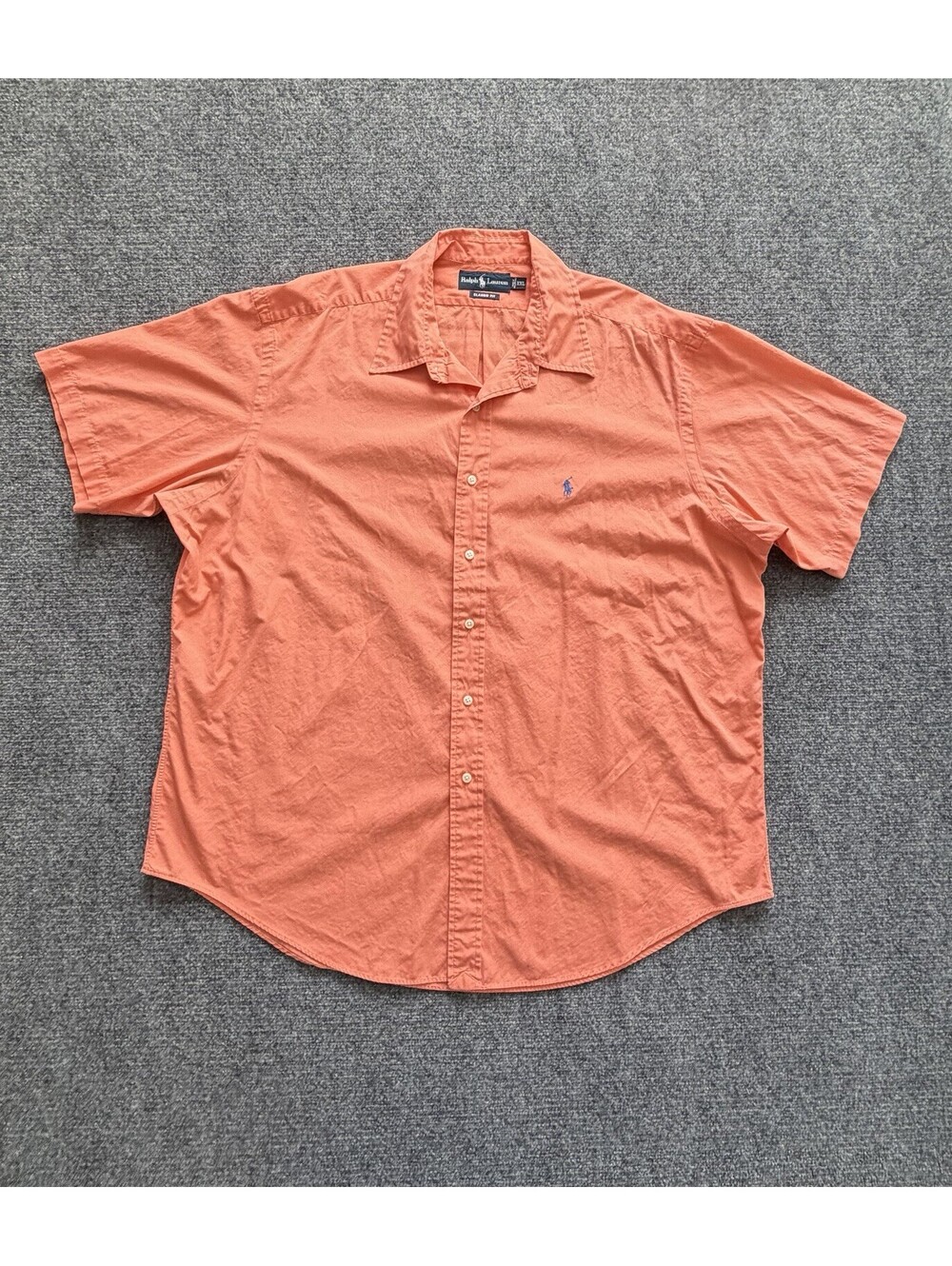 VINTAGE POLO RALPH LAUREN CLASSIC FIT SPORT SHIRT ORANGE MENS XL MULTI EUC